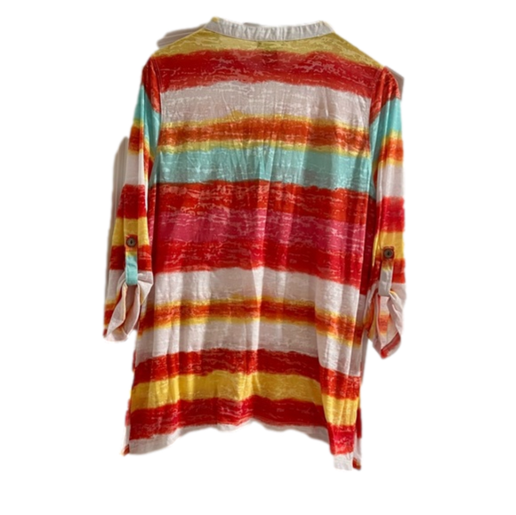 Women’s XL Multiples Brand Bright Colored Striped Shirt - Picture 2 of 3